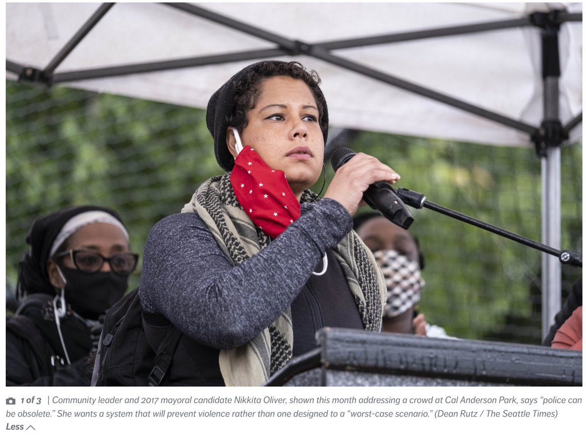 Black Lives Matter activist Nikkita Oliver, who is currently in negotiations with the Seattle mayor, says she supports "an abolitionist agenda" in which "police can be obsolete."Oliver believes is the first step towards dismantling "patriarchy, white supremacy, and classism.”