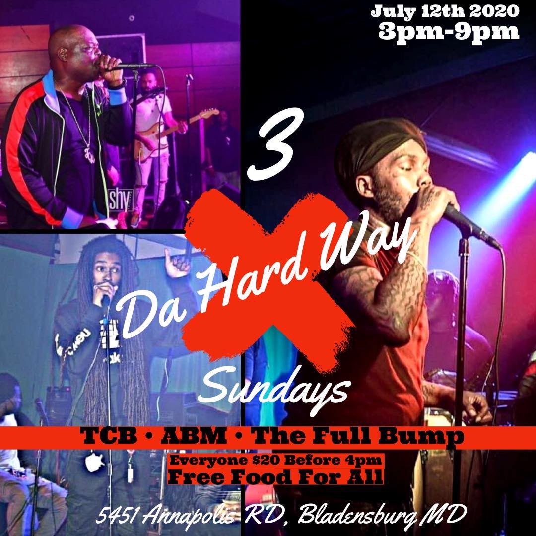 ABM NETWORK PRESENTS: 
3 Da Hard Way Sundays July 12th It’s going down real big, you don’t wanna miss out!! Everyone $20 before 4pm Also free food for all!! 
live performances by <a href="/bouncebeatkingz/">kingz LYFE</a> <a href="/abm_band/">aBeautifulMind</a> &amp; @thefullbump #3DaHardwaySundays #ABM #Bouncebeatgogo 💚💚