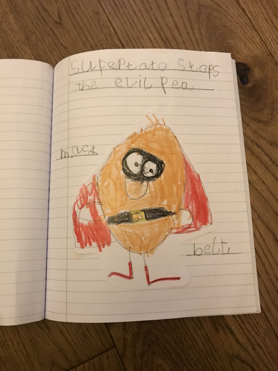 Duckiebaker's tweet photo. @latimerprimary @OakNational Bruno’s favourite part of today’s story #Supertato #ONAReception #LearnWithOak #latimerloveslearning #EYFS #superhero #homeschool https://t.co/Lz28B5eKlk