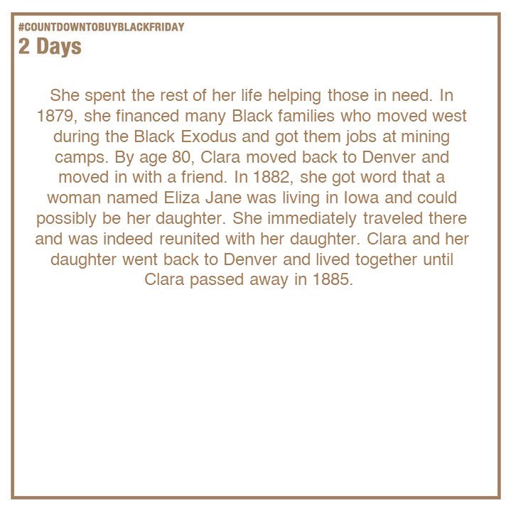 BBFInitiative's tweet photo. 2.Clara Brown was without a doubt an extraordinary woman. After working a multitude of jobs, she invested in gold mining, real estate, and most of all her community. She is just one example of ways in which we can all try to help and lift one another up. 🖤 #SupportBlackBusiness https://t.co/gQW5uxJ8di