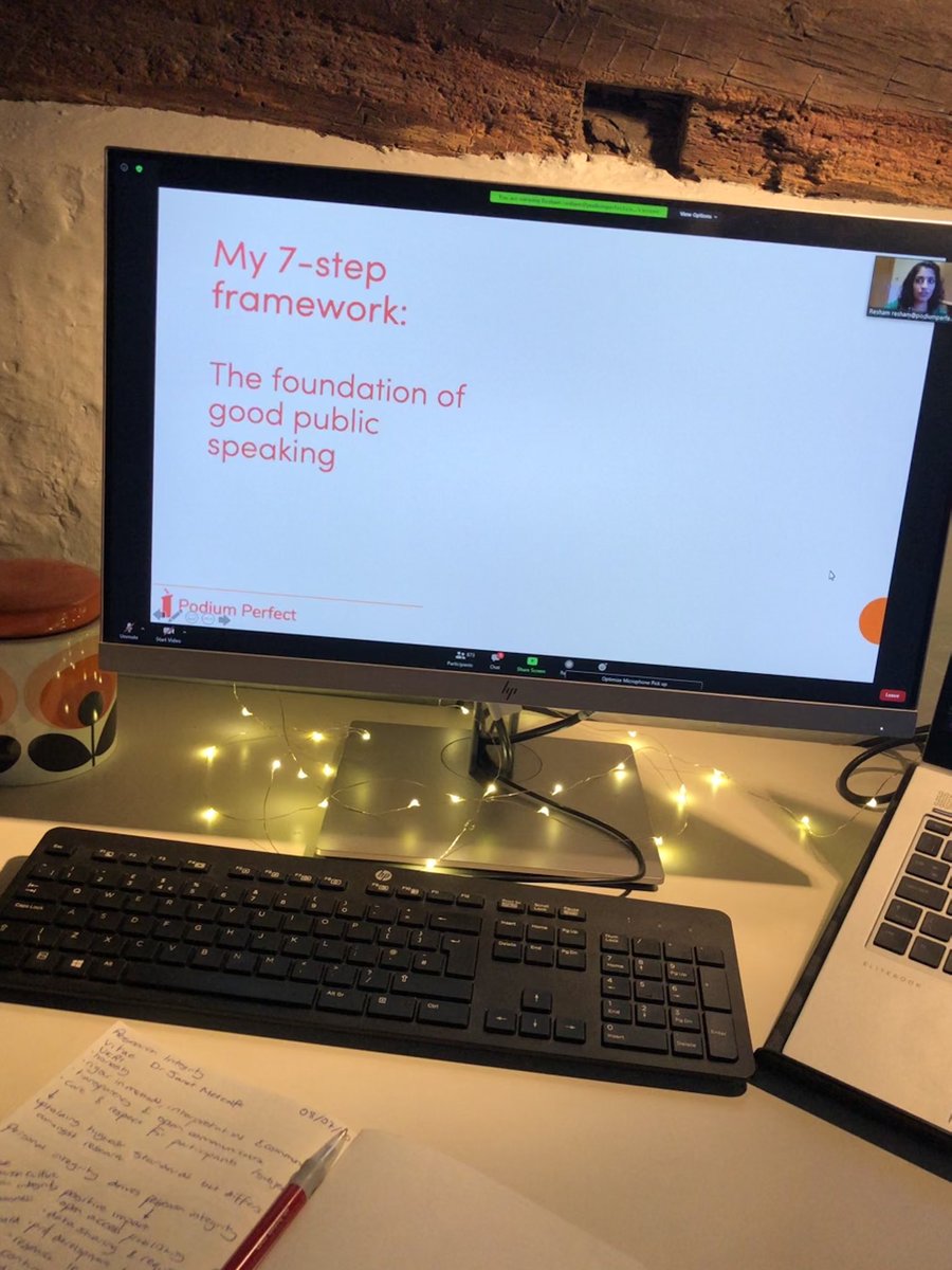 Kiera1Wilkinson's tweet photo. ‘Say what you mean, mean what you say’ one major take away message from the art of public speaking webinar with @ReshamKotecha #podiumperfect #publicspeaking https://t.co/pqRiFUkqro