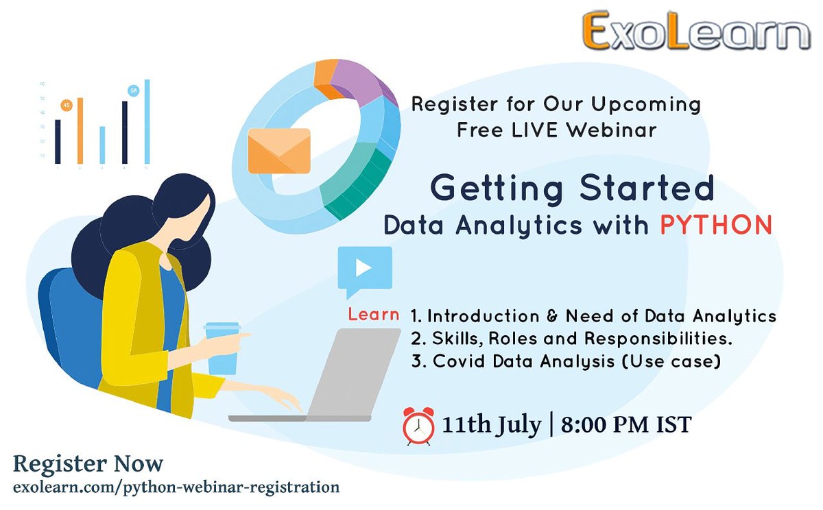 iammuzaffar640's tweet image. Free live webinar on Data Analytics with Python by Amanpreet Singh on 11th July 8 PM IST
Register Free Webinar Here: is.gd/eci4Ey
#Webinar #DataAnalytics #PythonWebinar #FreeWebinar #python #pythonlearning #Exolearn