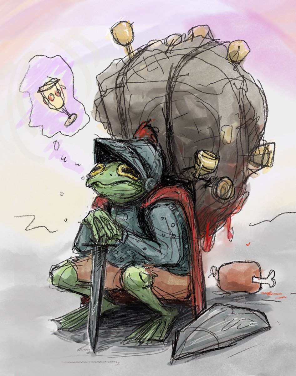 UnlimitedBugles's tweet photo. Shout out to @thecatamites for making Goblet Grotto, a game that is still 100% as delightful as i remembered. This is my toad OC moments before he is slaughtered for his tender meat, thereby unlocking the True Ending (death) https://t.co/cEIHBBJoyJ