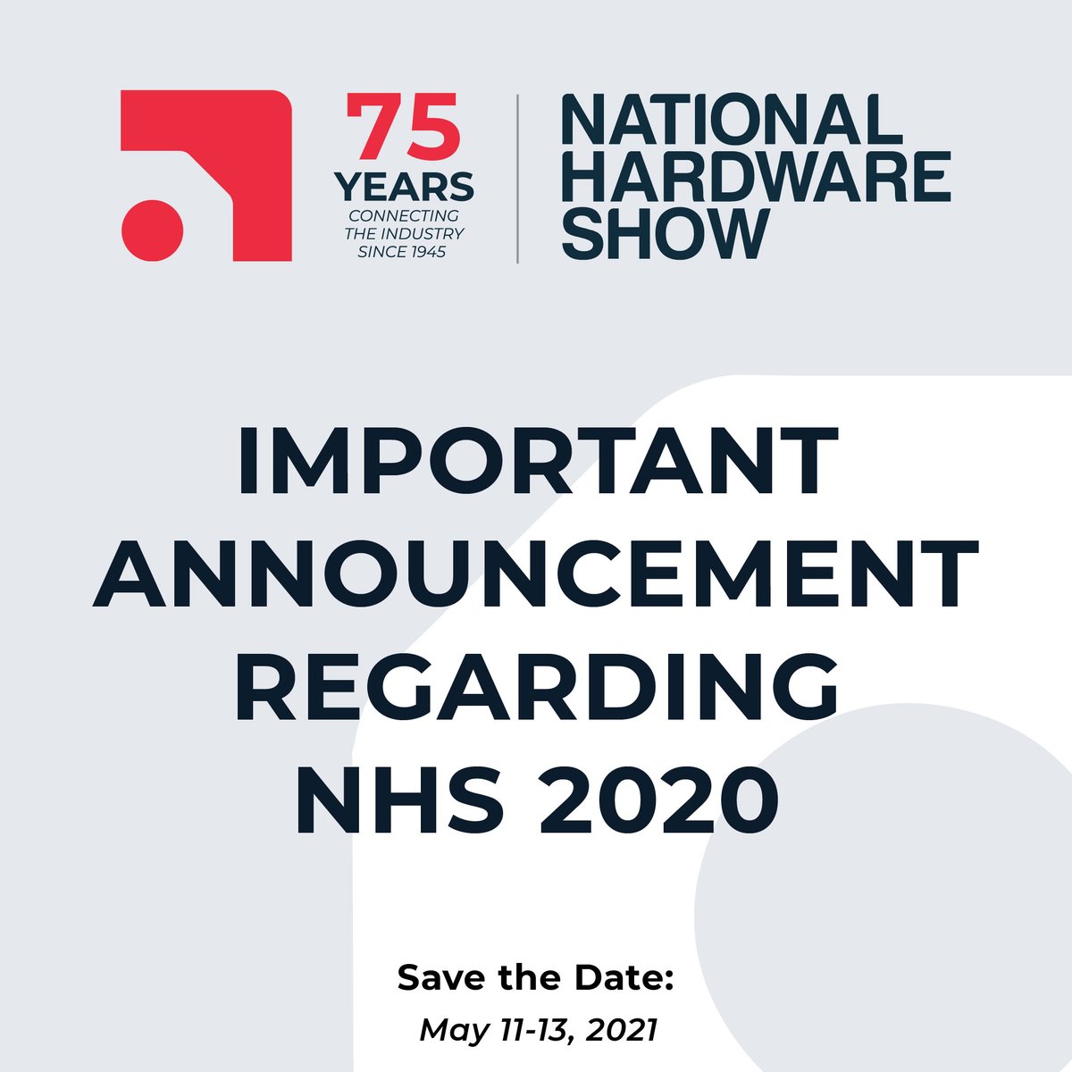 NHS_Show's tweet photo. After much consideration, NHS has made the difficult decision to cancel the 2020 event. Originally slated for September 1-3 at the LVCC, NHS now plans to host a virtual trade show later in the year. Please visit the link in our bio for full information.
#NHShow https://t.co/6g9SF160r8