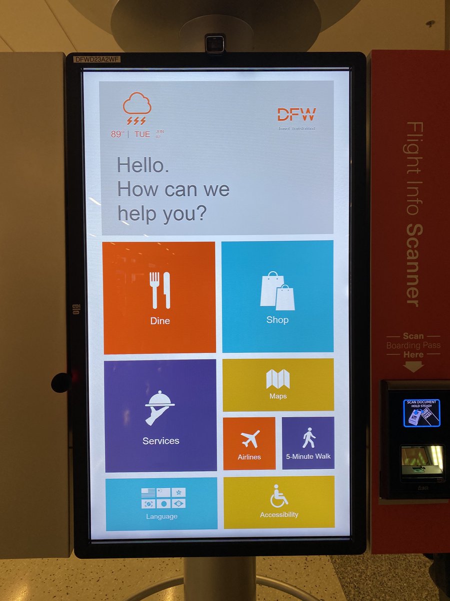 DFWAirport's tweet photo. We are adding new boarding pass scanners throughout our airport to get you to where you need to be more efficiently. โ
One scan will help get you on your way and provide you with additional information on restaurants and shops near your gate.
#SummerAtDFW https://t.co/8yieP1bGfk