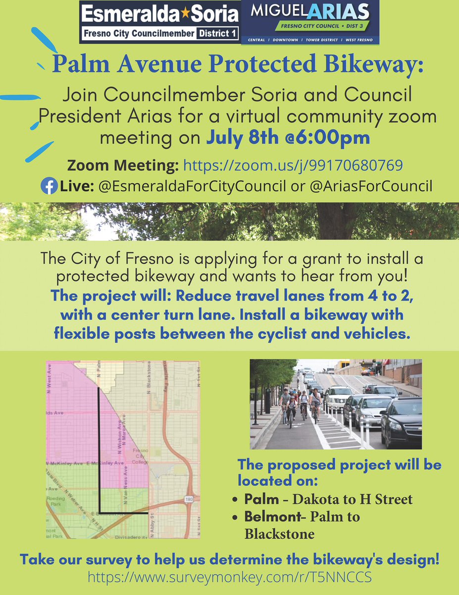 Esmeralda_Soria's tweet photo. Do you want to see a protected bikeway along Palm Avenue? Fill out survey now and join our meeting tonight at 6pm: https://t.co/IMQxmbzJar #District1 #ProtectedBikeway https://t.co/dY72YuW6HV