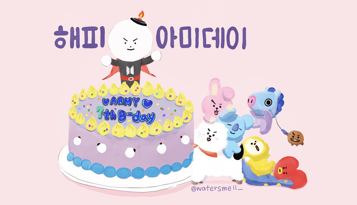 watersmell_'s tweet photo. 아미💜 생일 축하해!
#HappyARMYDay
#Happy7thBirthdayARMY
#ARMY #BTS @BTS_twt https://t.co/vawVQiAeBn