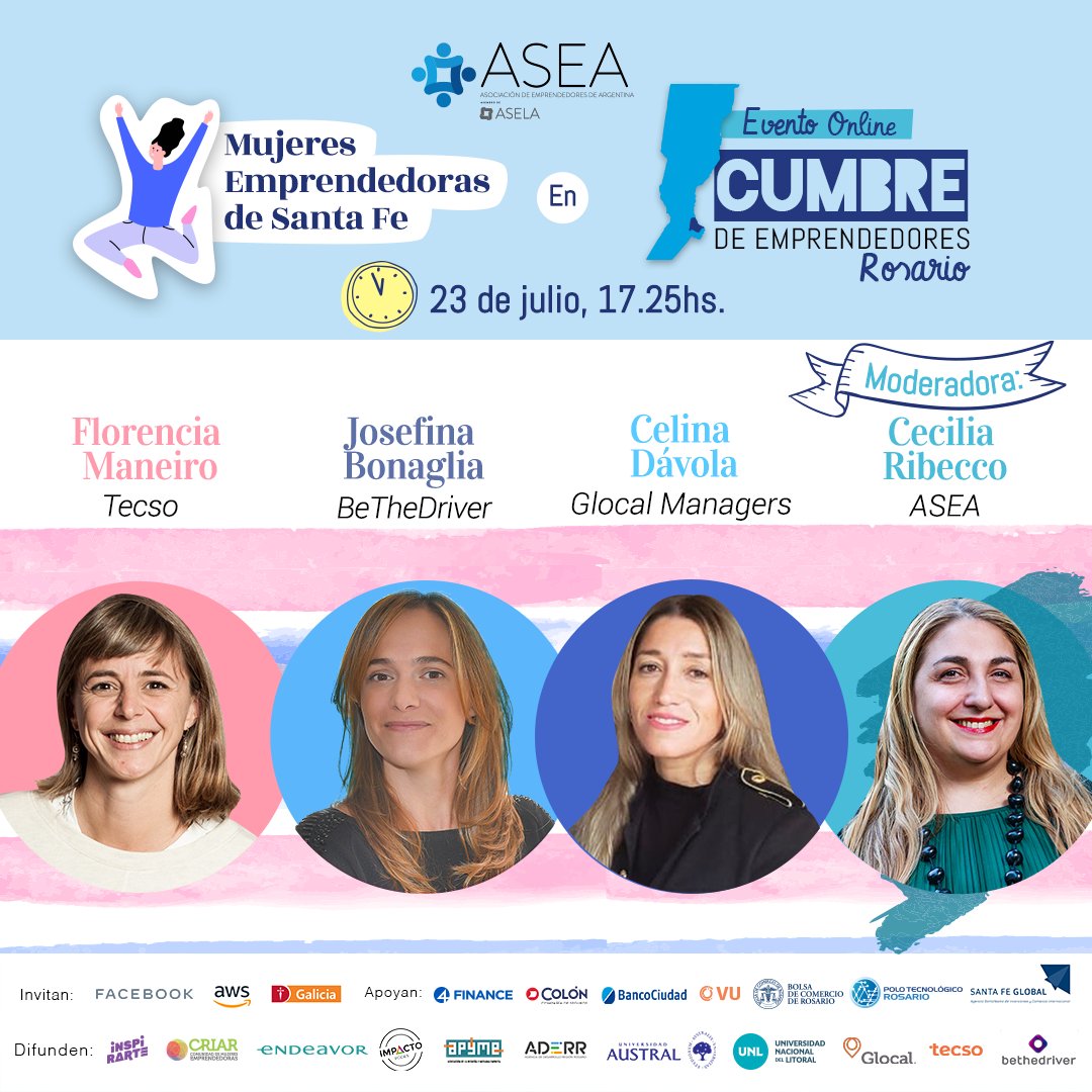 ¡CONOCÉ A LAS MUJERES EMPRENDEDORAS DE SANTA FE! 

Referentes del ecosistema emprendedor compartirán sus experiencias en la #CumbreDeEmprendedores de Rosario, moderadas por <a href="/ceciliaribecco/">Cecilia Ribecco</a>.

¡Conectate el 22 y 23/07! 

+ info e inscripciones: bit.ly/2CDtdxO