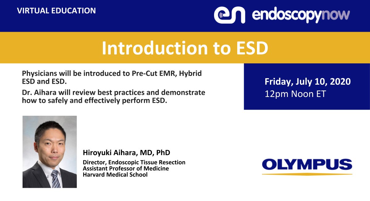 EndoscopyNow's tweet photo. Join us THIS FRIDAY at 12 noon ET for a #LIVE #Educational broadcast on ESD
▪️Presenter: @ThirdspaceEndo from @harvardmed
▪️Sponsor: @OlympusMedUS
▪️REGISTER NOW from your mobile device =>
https://t.co/gdomcDHNVH
#Endoscopy #GITwitter #GIFellows #Gastroenterology #GI #Olympus https://t.co/TwAyLDEwln