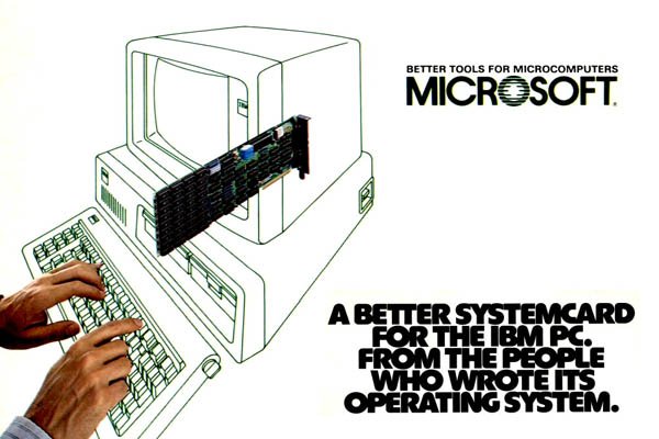 1983 saw the introduction of the Microsoft SystemCard. This multi-purpose ISA card came with 64K-256K of RAM, a parallel printer port, print spooler that allowed up to 10 print jobs, a serial port, a functional clock, and other goodies. It retailed for $300 in 1983.