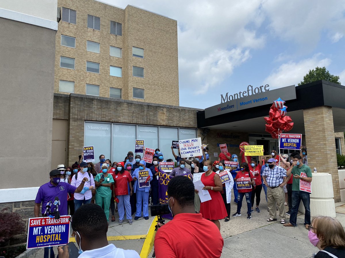AndomForNY's tweet photo. You would think a global pandemic would stop Montefiore from closing the only hospital in Mt. Vernon, one of NY’s largest cities...

We’re out here in Mt. Vernon to #SaveMVH because our lives &amp; community depend on it. https://t.co/fbutXWy4tE