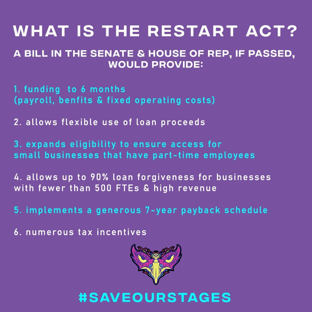 Electric_Hawk's tweet photo. ⚠️URGENT ACTION NEEDED BY OUR COMMUNITY⚠️

There is a bill heading to Congress, The RESTART ACT, that would provide long-term financial assistance to our industry &amp; the venues that we love.

Please share, retweet &amp; call your local representative for support TODAY.
#SaveOurStages https://t.co/tb8n9ldaWu
