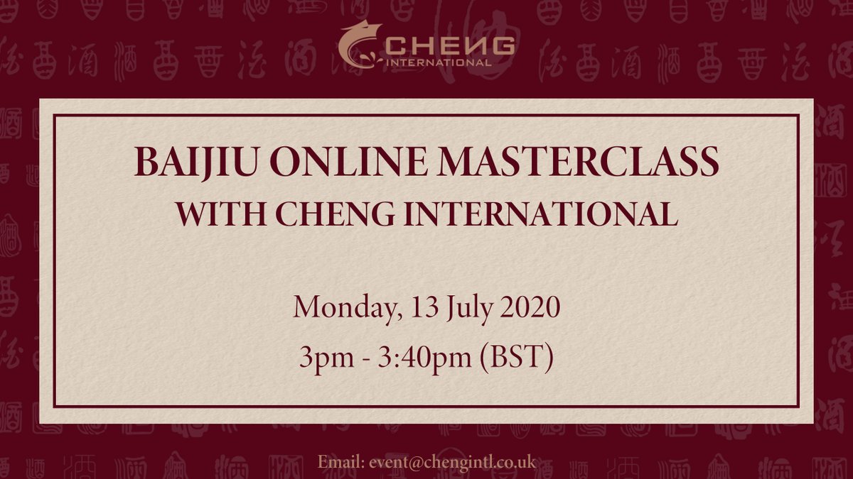 Starting next Monday, 13th July, the specialist importer and distributor of premium Baijiu in the UK, Cheng International, will take you on a journey to discover the ancient craft of making Baijiu. The first intro session is free to attend! Book your place:bomci.chengintl.co.uk