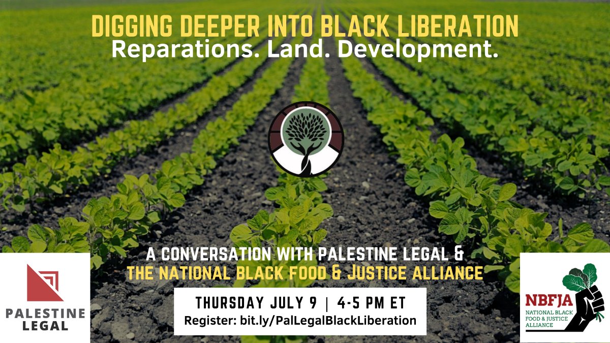 um_forward's tweet photo. Digging Deeper into Black Liberation: Land, Reparations &amp; Development

A conversation with Pal Legal and National Black Food &amp; Justice Alliance (NBFJA). 

Thursday, July 9, 4pm ET

RSVP here: https://t.co/JckL4wRIsW

#LiberationNOW https://t.co/IRoM6LgRet