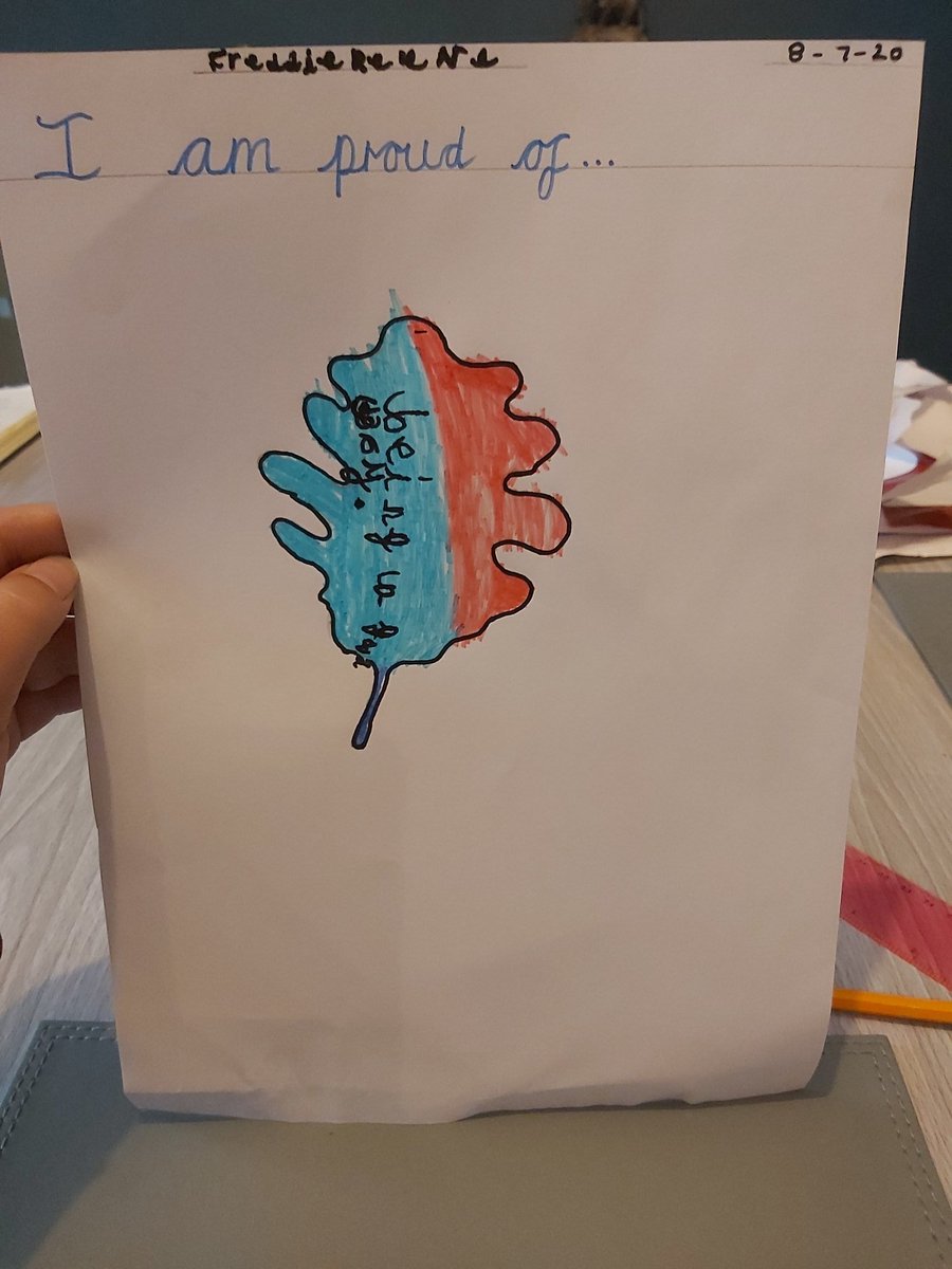 AJade89's tweet photo. @whitecourtscho1 @ball_hills 
 Freddie's ' I am proud of ' oak leaf picture.
He said " I am proud of being a good boy " 😆 https://t.co/CMvw0siV88