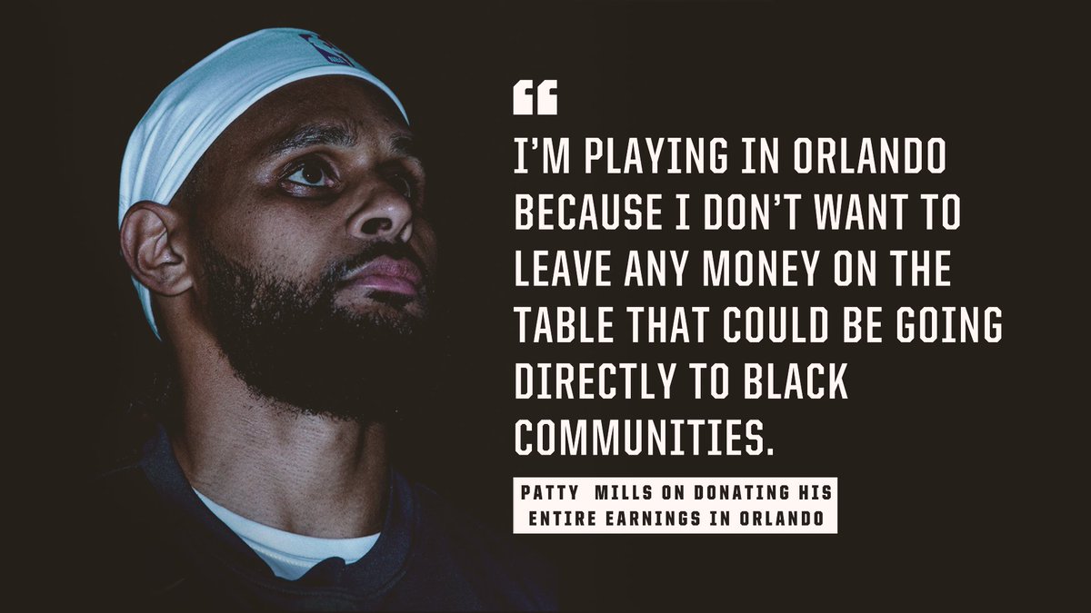 spurs's tweet photo. Patty announced earlier this morning he will be donating his entire earnings from Orlando to Black Lives Matter Australia, Black Deaths in Custody and the #WeGotYou Campaign. https://t.co/FijtIPdoix