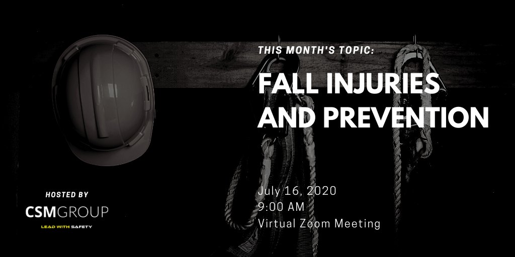 CSM_Group's tweet photo. Join us on July 16 for a virtual #SafetyRoundtable where we will discuss what fall injuries are, share personal experiences, and discuss how to get involved and be prepared to prevent falls on the job site.

To sign up for updates, visit https://t.co/HDguiKKuDO.

#LeadWithSafety https://t.co/ZV1MSZW2oe