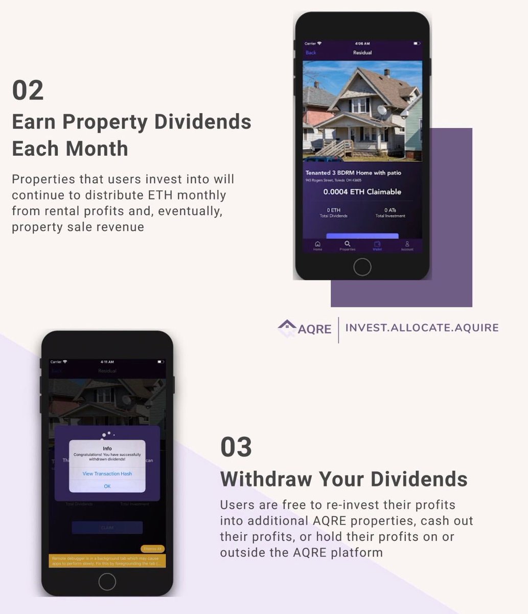 This is why you want to start earning #ETH asap. Earn ETH every month by investing in US, residential real estate with the CHL token and the AQRE real estate investment platform. Sign up, browse properties, invest tokens, earn ETH!