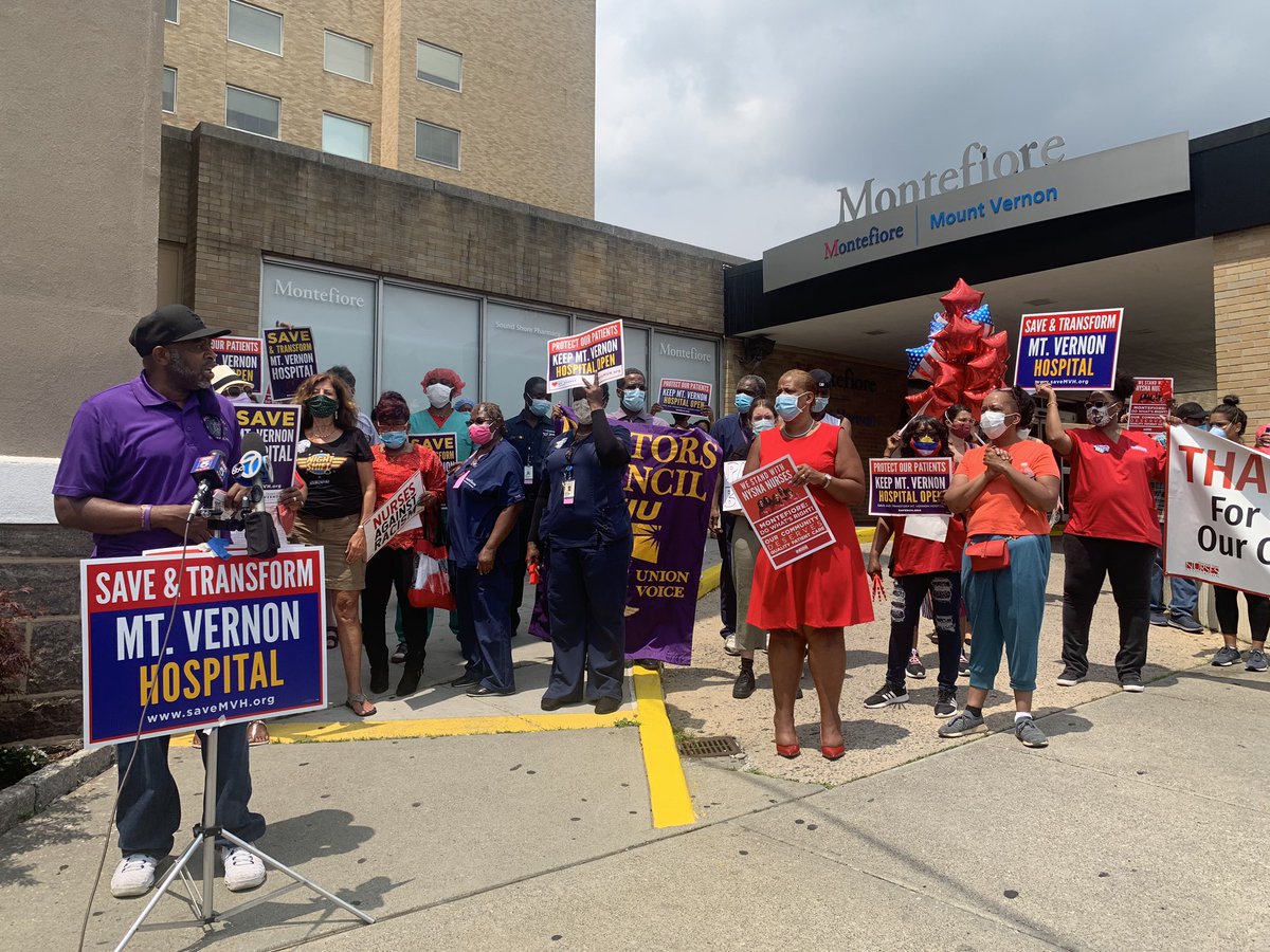 nynurses's tweet photo. The #MountVernon community is demanding: @NYGovCuomo &amp; Dr. Zucker of @HealthNYGov need to stand with us now. You control our certificate of need &amp; whether we keep our community hospital. #SaveMVH #HealthcareJustice #Nurses4BlackLives https://t.co/Hi4EQvPiGu