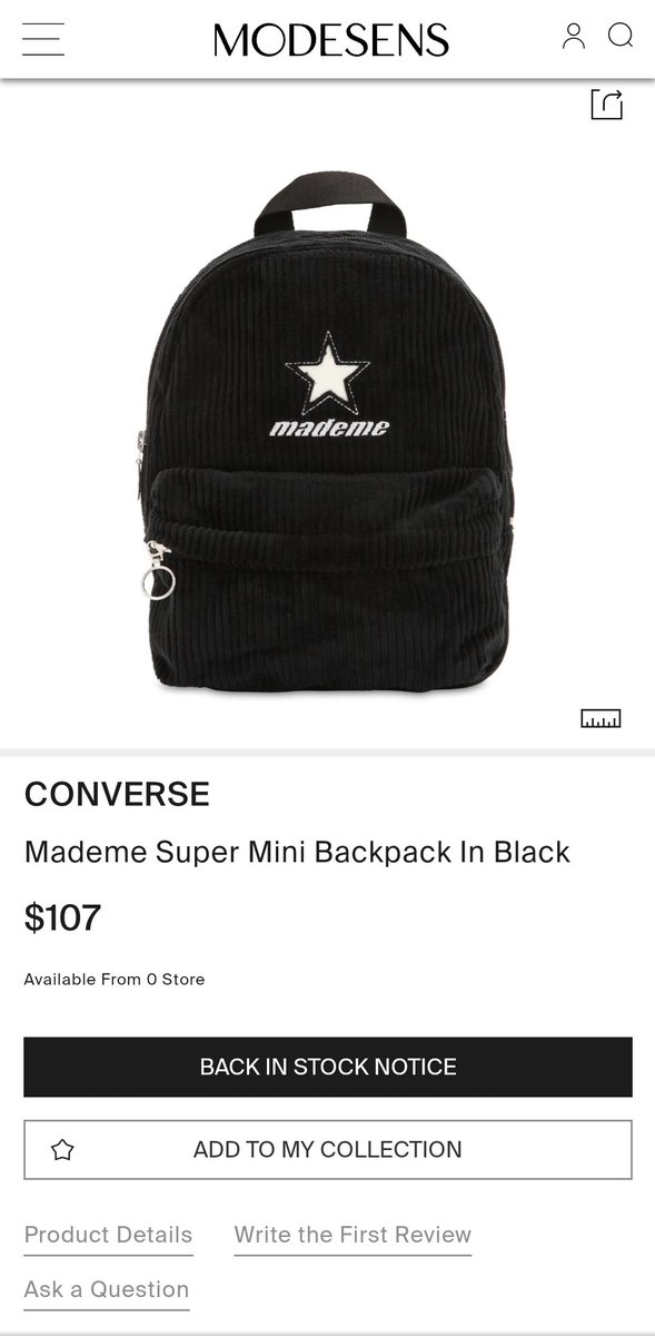 converse mademe mini backpack black