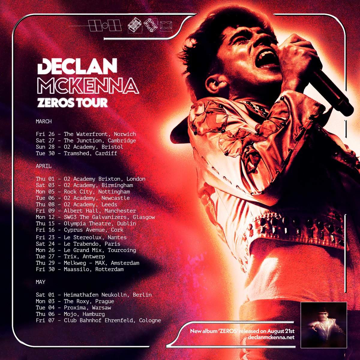 The hits keep coming: buzzing to announce I’m going on tour in 2021!! Tickets go on general sale at 9am BST / 10am CET on Friday 17 July. declanmckenna.net
