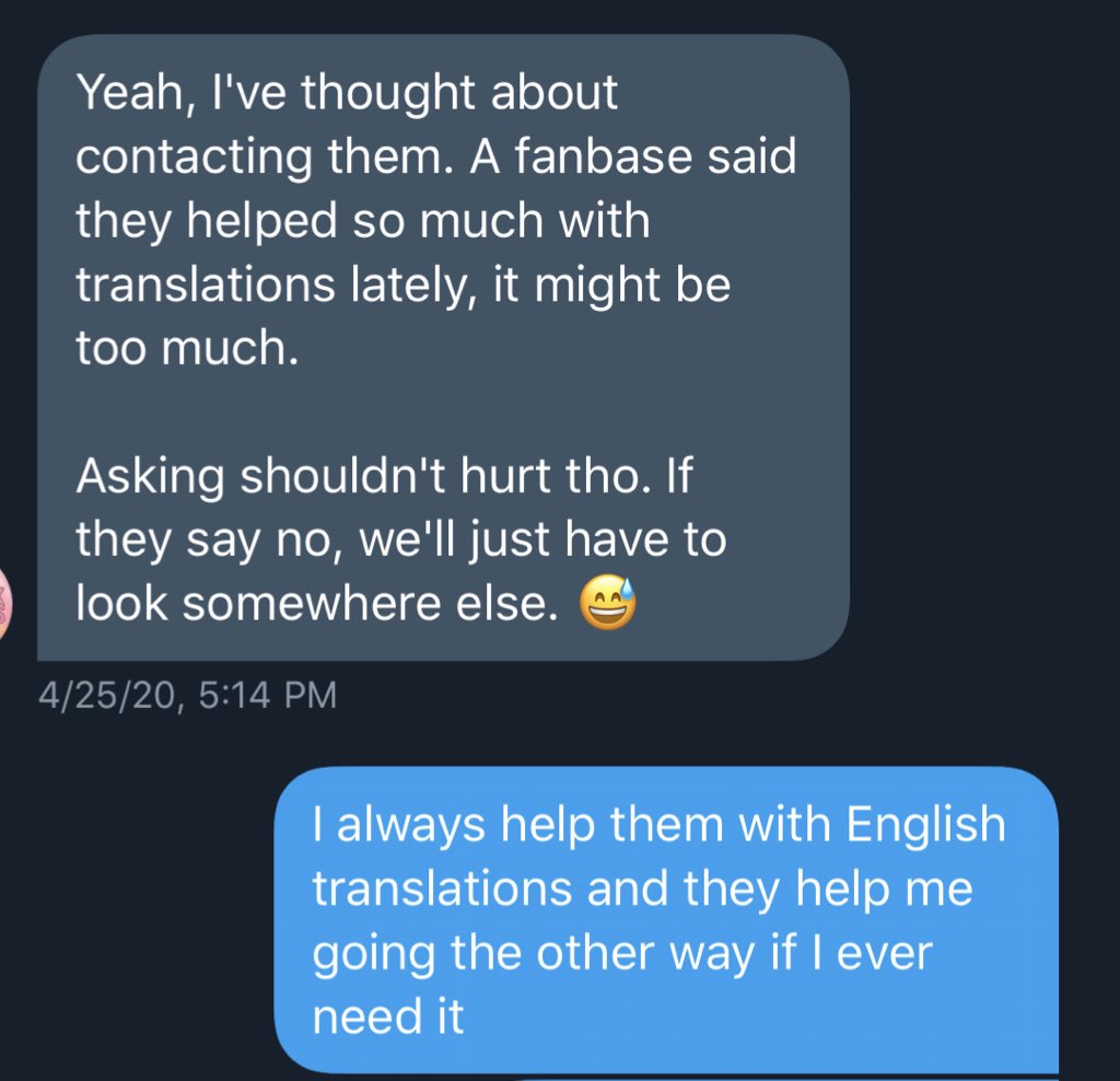Explaining what I’ve said in the picture. To start, I’ve always turned down translating from eng to kr. English grammar and Korean grammar are totally different, and as a person that was born in the US, I am not too familiar with kr grammar, so I choose not to translate.