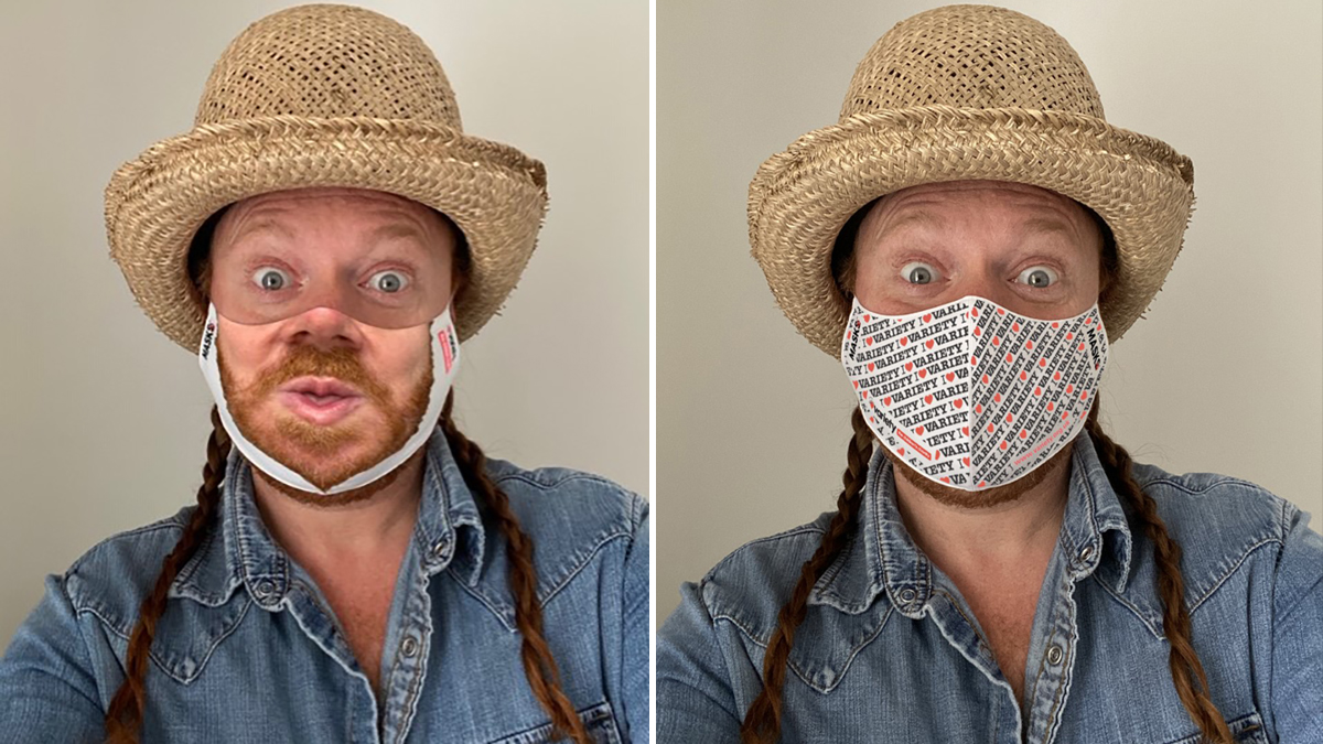 VarietyGB's tweet photo. Our ‘I Love Variety’ #facemasks were launched today by hilarious comedian &amp; presenter, #KeithLemon. He’s not just the face of the campaign, he’s also put his face ON one of our two #facemaskdesigns! Buy one to lighten the mood &amp; help change a young life: https://t.co/Jz0OO4yHha https://t.co/FoP9M9UCbR