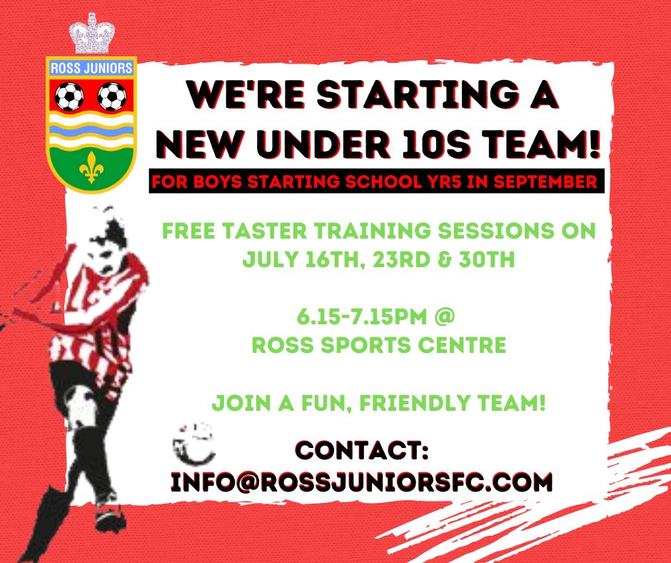 Exciting news for next season we will be running two under ten teams in the Herefordshire Junior League on saturdays.

So if you are going into year 5 and would like to play for our Colts team get in touch. Free training sessions as tasters, Saturday club boys most welcome.
