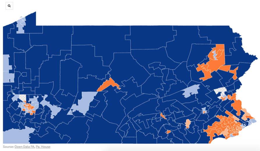 Here's a map of the vote on RGGI and any future carbon pricing.Dark Blue: R yesLight Blue: D yesDark Orange: D NoLight Orange: R No