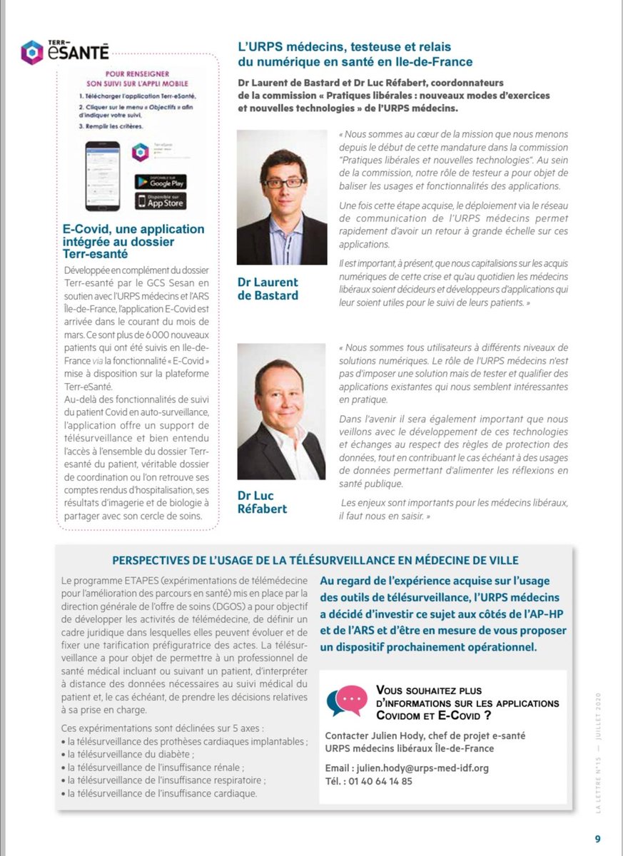 LDEBASTARD's tweet photo. #URPS médecins relais du numérique en santé en Île-de-France #ARSIF @TerreSante @covidom https://t.co/NBo1dmReap
