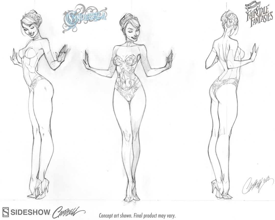 💫✏️ With Pre-orders now currently open for my upcoming #FairytaleFantasies #Cinderella statue with @collectsideshow , seems a good time to start sharing some of the many behind-the-scenes concept art that went into the creation of this new figurine! 