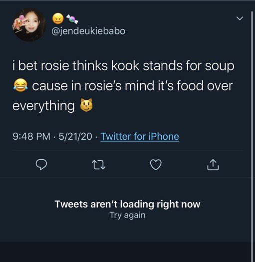 1) First tweet was just to shade shippers... Some were shipping  with another idol named J***kook and I simply stated the only “kook”  cares for is “kook” as in soup... 2) Second tweet was just a joke... it was never meant in a harmful way.Not a  anti and never will be.