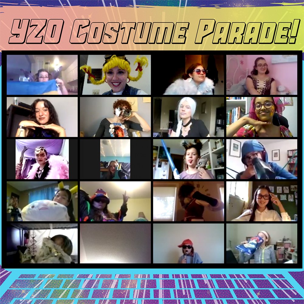 YouthWrite's tweet photo. Welcome to the YouthWrite ZOOMS OnLine costume parade! It's out of this world!! 😍👽👾🚀 #YouthWrite #youthwritezoomsonline #onlinecamps #writingcamps #yegcamps #yyccamps #writing #sci-fi #comics https://t.co/7RLK0Shegz