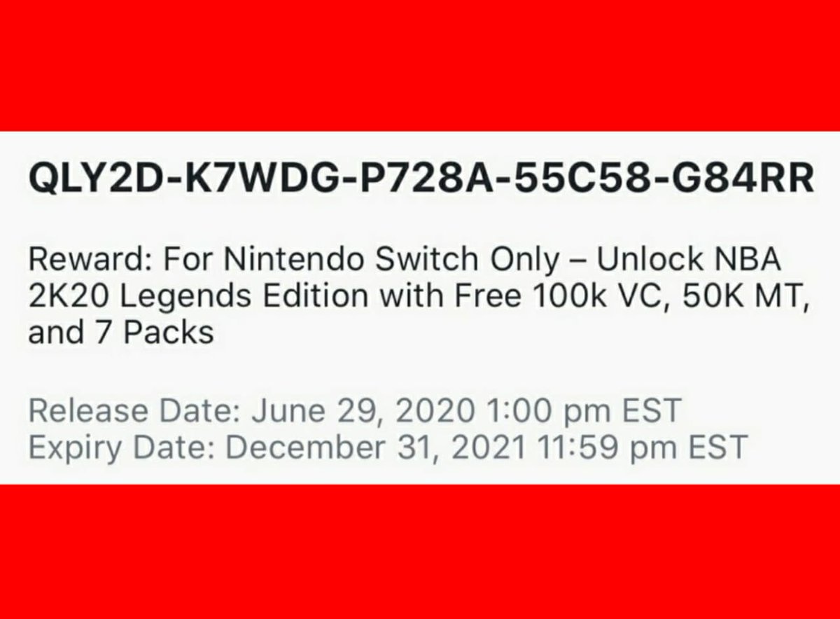 Nba 2k22 Locker Codes If You Have A Nintendoswitch The Legend Edition Of Nba2k Is Free With This Lockercode Comes With Free Packs 50k Mt 100k Vc Aswell For More