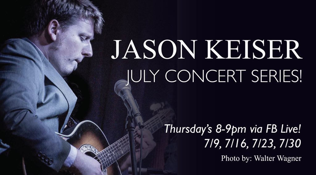 Do you miss live music? Come listen to Jason Keiser perform his July Concert Series! It will be Thursday’s (7/9, 7/16, 7/23, 7/30) from 8-9PM! 20% proceeds will be donated to the LGBTQ+ Youth Space of Santa Clara County

Link to the live event ➥ bit.ly/3e9Gtar