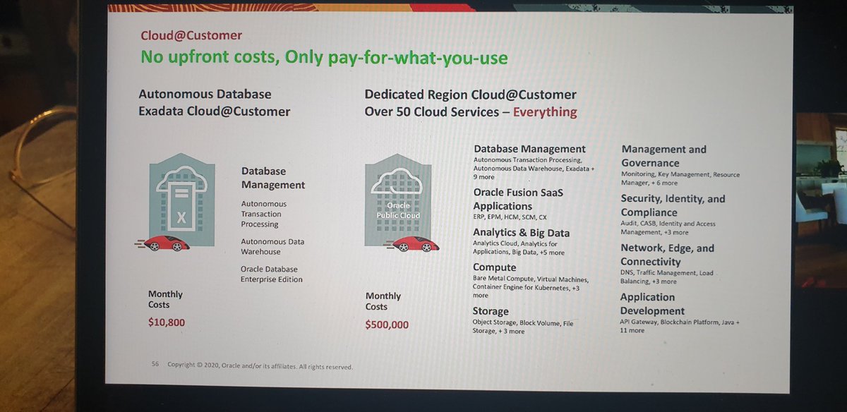 Otra novedad !! public cloud completa detrás del firewall de los clientes. #OracleLive