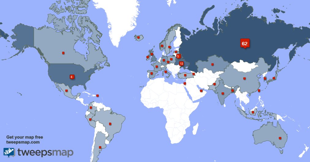 Special thank you to my 1 new followers from Russia, and more last week. tweepsmap.com/!jingyyyyyyy