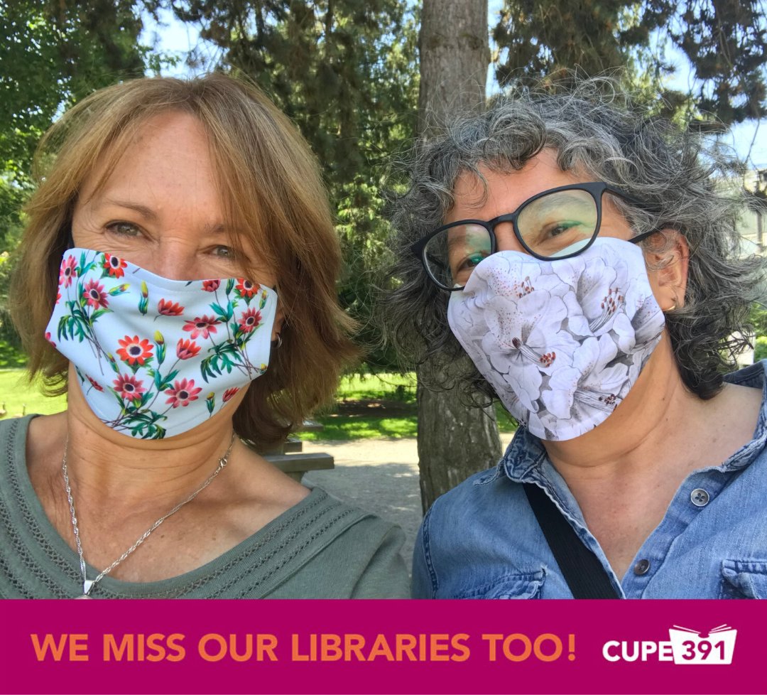 CUPE391's tweet photo. We are sharing messages from our CUPE 391 members who want to let you know what they’ve missed most about working at Vancouver Public Library.
Today, meet Debbie and Maureen!
#wemissourlibrariestoo #vancouver #vancouverpubliclibrary #VPL #vanpoli #vanlab #onlylibrariescan https://t.co/BmkTuRyHu5