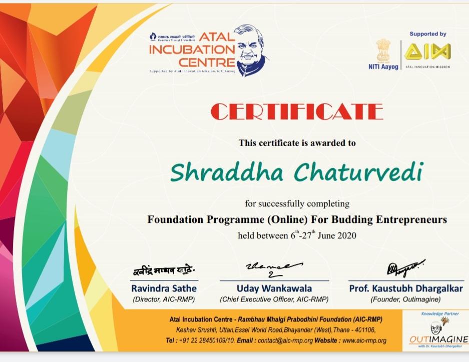 shraddhac05's tweet photo. I am thankful to AIC-RMP for organizing this foundation programme for Budding Entrepreneurs which really helped me to boost up my confidence & gave me the right mindset & strategy which I can apply in my startup.😊
#womenentrepreneurs
#StopThinkingStartDoing https://t.co/1D6ap7gk6l