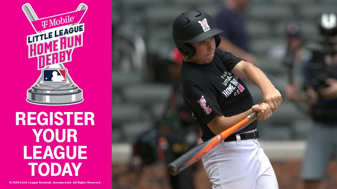 LittleLeague's tweet photo. It's time to go yard! Register your league for the @TMobile Little League Home Run Derby today! ⚾ ️🥎 #LLHomeRunDerby https://t.co/8hyA8IjlH8 https://t.co/IrHeghM1PI