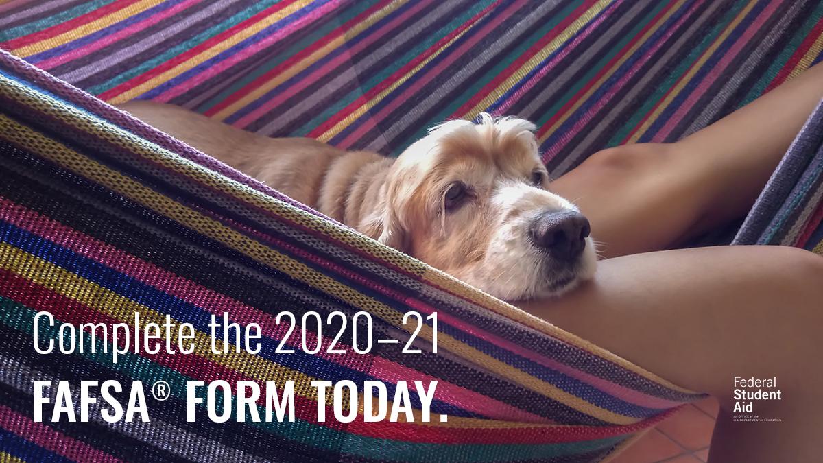 Sunglasses? ✅
Flip-flops? ✅
2020–21 FAFSA® form?
Before you enjoy the rays this summer, complete your 2020–21 FAFSA® form at fafsa.gov