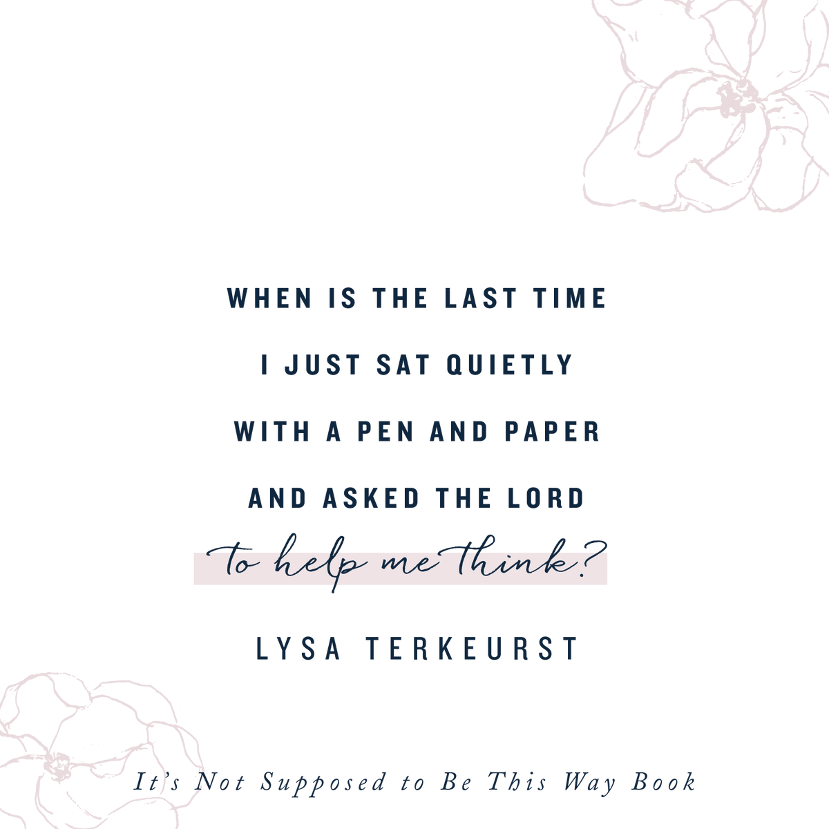 LysaTerKeurst's tweet photo. It’s easy to start feeling overwhelmed when it seems like there are so many things we’re responsible for and never enough hours in the day.

When I start feeling this way, I know my mind needs space to think. If I always run at a breakneck pace, I’m eventually going to break. https://t.co/sKbh5NCTEC