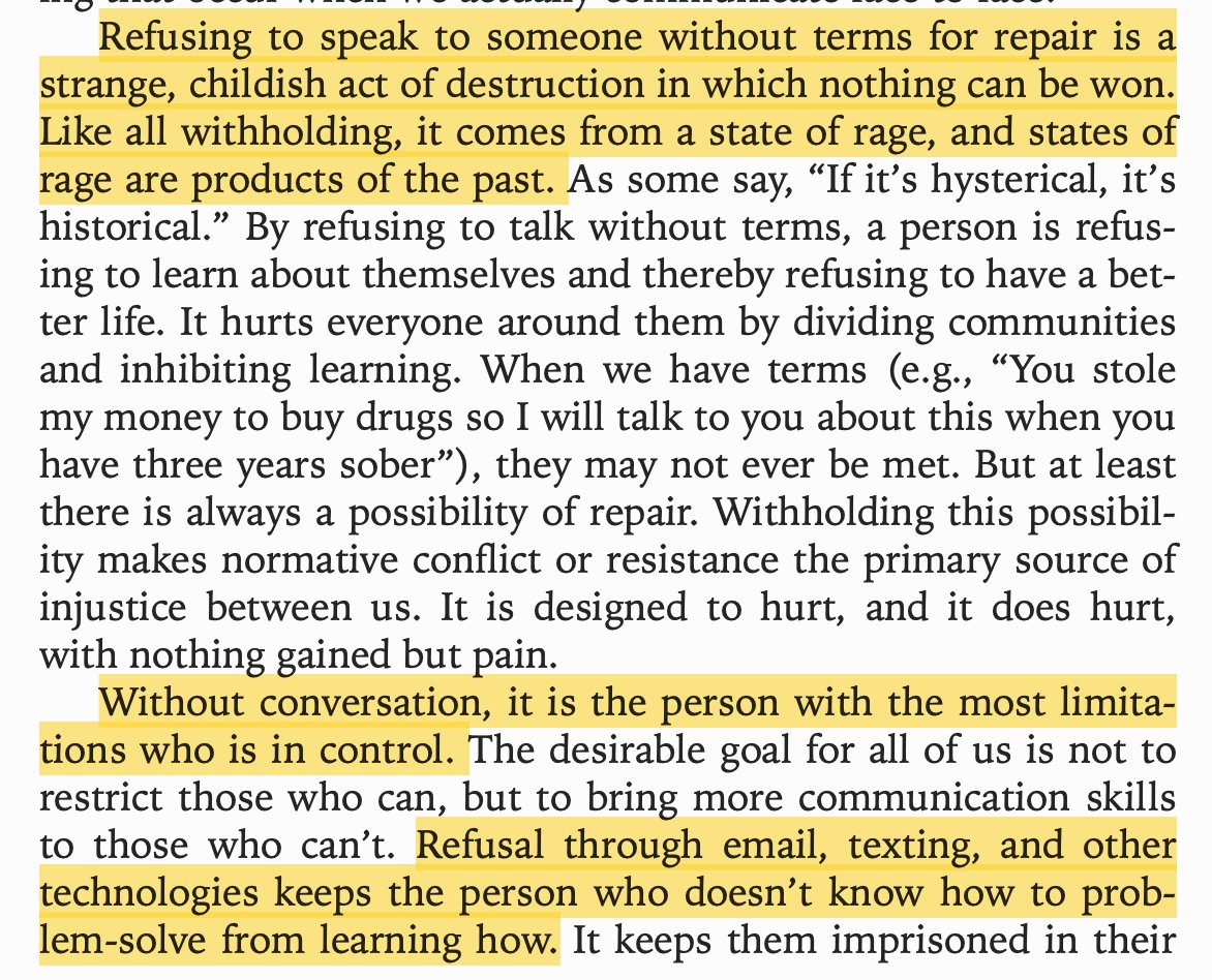 Hey if you hear someone raining praises upon "Conflict is Not Abuse" by Sarah Schulman or saying that *everyone* should read it, it is my sincerest advise that you get the absolute fuck away from them. This shit is very clearly an abuser's manifesto written in lefty language.