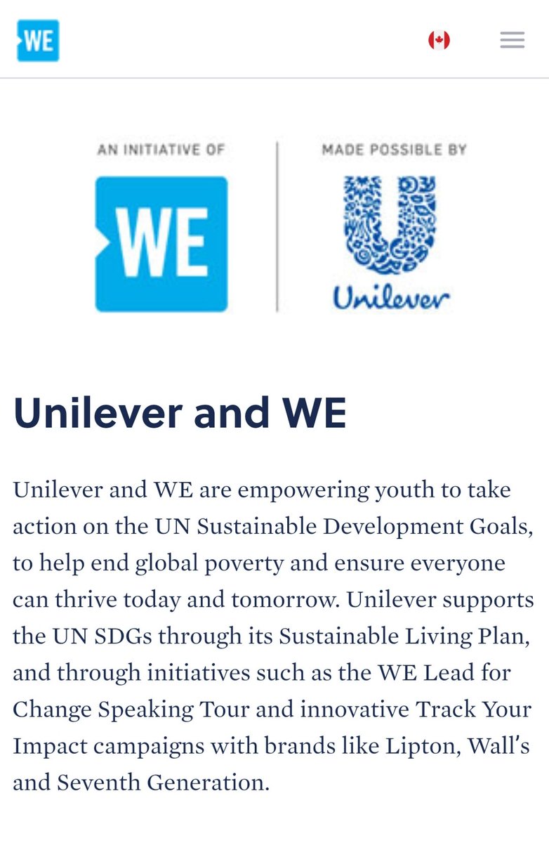 4) WE Charity is closely partnered with Unilever.