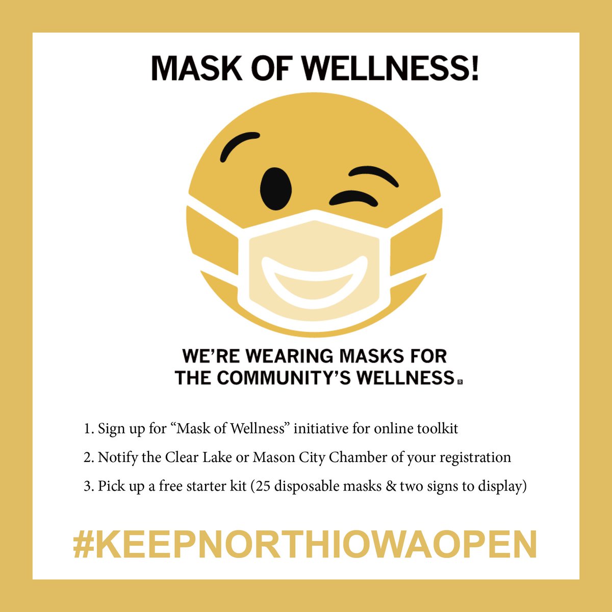 myniacc's tweet photo. We're proud to join the Mask of Wellness initiative alongside many businesses and organizations in North Iowa. Let's keep our communities safe, healthy, and open. #HealthyAtNIACC #KeepNorthIowaOpen https://t.co/YcC6g2Kn89
