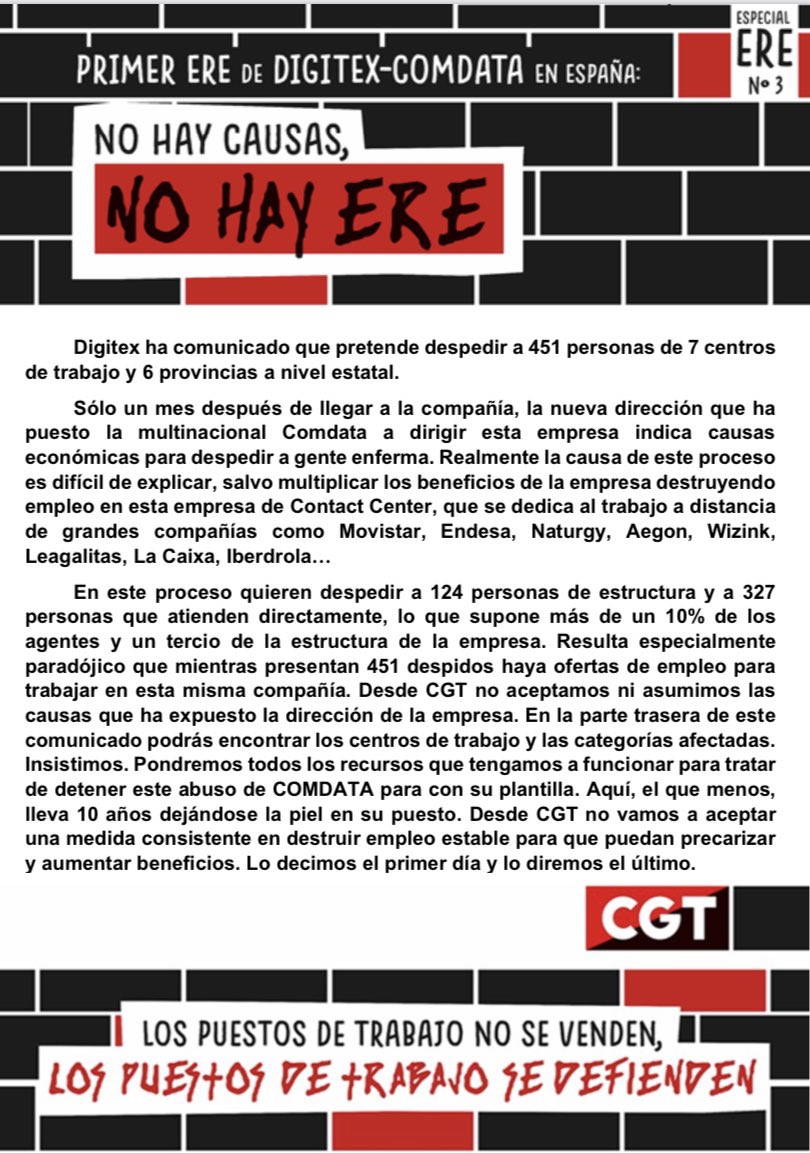 cgttelem's tweet photo. Tras el #COVID19 la multinacional .@ComdataGroup quiere despedir a 451 personas en sus centros de #Viladecans #Santander #Madrid #LaCarolina #León #Esplugues y #ArandadeDuero https://t.co/ToPGrxGzhs Si no hay causas, No hay ERE https://t.co/6DS6NF2Xtm https://t.co/1Mv0IWPclE