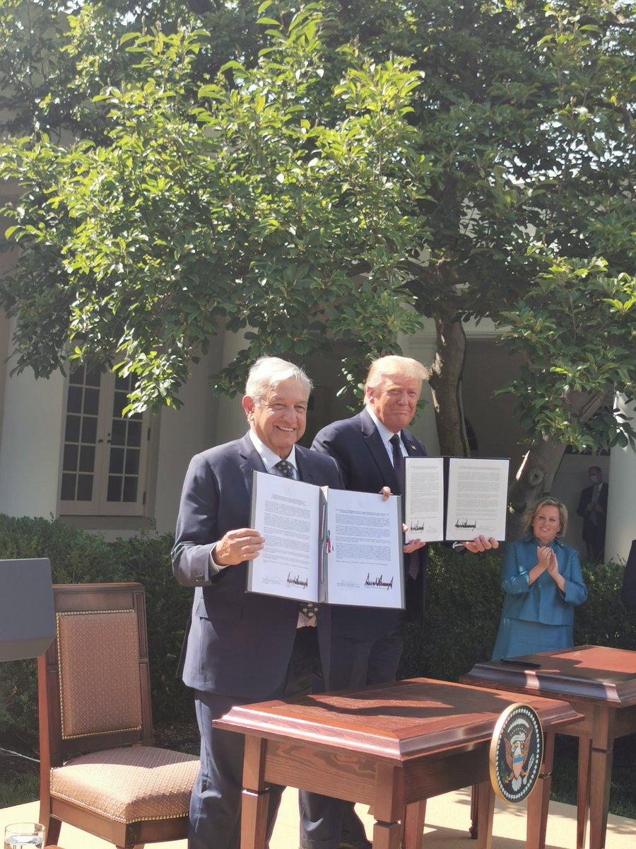 Extraordinario discurso del Presidente López Obrador, firma de  declaración que hará historia sobre el TMEC y el futuro de nuestros países. El Presidente Trump cálido y respetuoso con México. Día único en la relación bilateral.