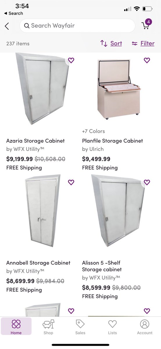 AugustaReneeW's tweet photo. @Wayfair WTF!!??! You can’t tell me this isn’t child #sextrafficking in plain site... selling the same $500 cabinets over and over and for $15,000 ?!! 🤬🤬🤬With little girl names on it?? This is sex trafficking in 2020?!!? EXPLAIN!! 🤬🤯😡 https://t.co/FOYUCzQisR