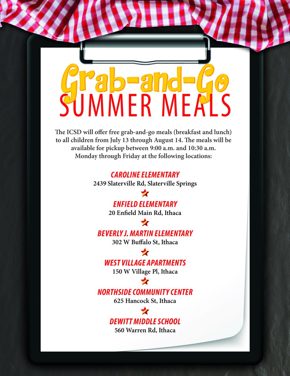 IthacaNYSchools's tweet photo. Our grab-and-go summer meals program begins next week and each of our pickup locations will have free books for families to take home! #JumpIntoReadingICSD https://t.co/HLceK7cTYe