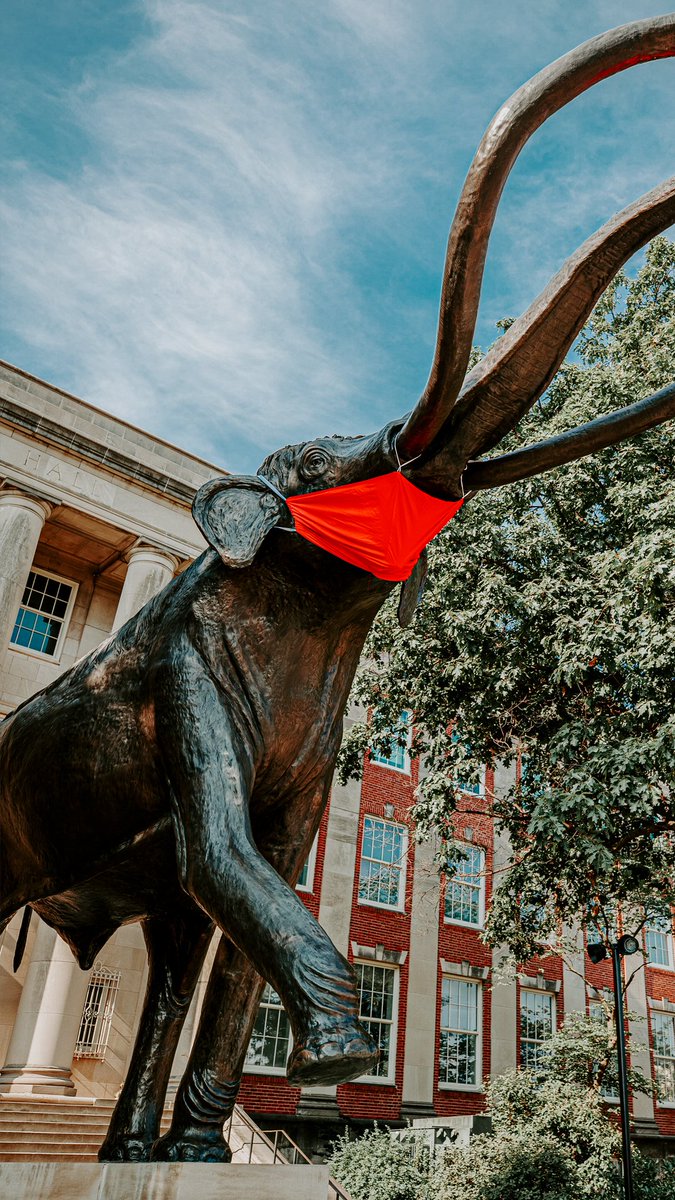 UNLincoln's tweet image. Our campus landmarks are masked up and ready for the fall semester! 😷 Save our newest phone screensavers. 📲